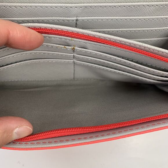 Fossil Wallet Hot Pink Pebbled Leather Checkbook Pockets Card Slots Pocketbook - Picture 6 of 11